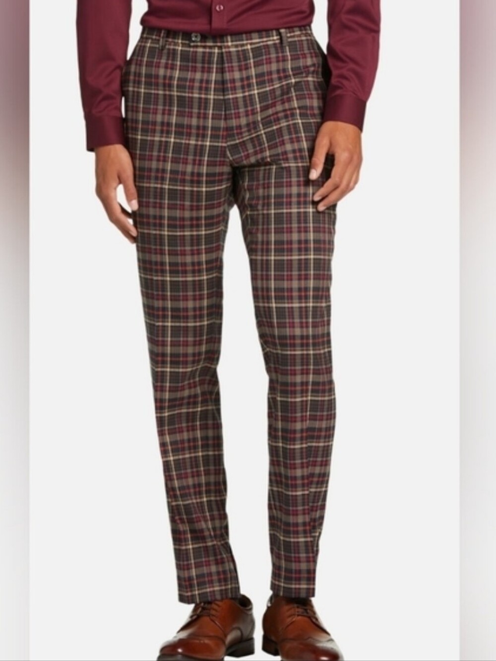 NWT Paisley & Gray Plaid Slim Fit Pants 36/32